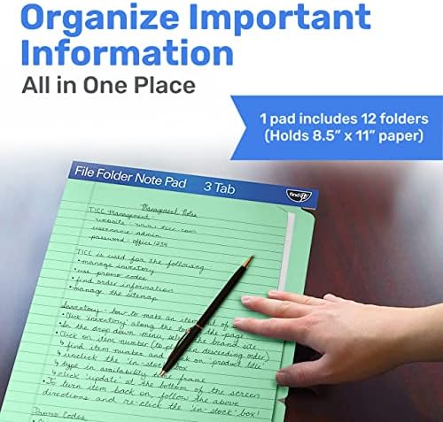 Find It File Folder Notepad - Pack of 12-9.5 x 12.5 Inch Notebook Organizer Folders for Filing, Document, and Clipboard Organization - Green - Image 2