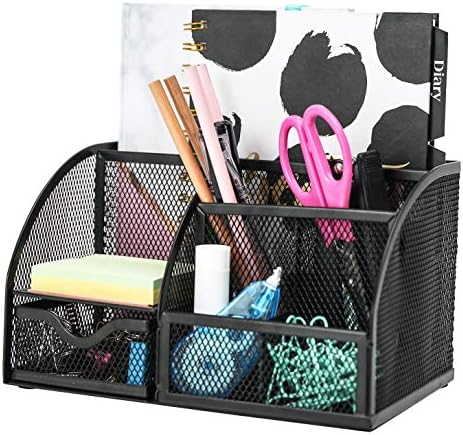 Exerz Desk Organizer 7 Compartment Pencil Holder Office Tidy Caddy Black by Exerz
