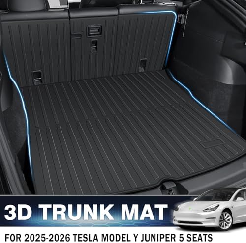 KUST Cargo Trunk Mat for Tesla Model Y Juniper 2025-2026 (5 Seats Only), Rear Trunk Liner with Back Seat Protector for Model Y Juniper Accessories TPE Rubber - Image 2