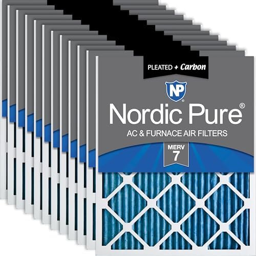 Nordic Pure 18x20x1 Pleated MERV 7 Plus Carbon Air Filters 12 Pack by NordicPure