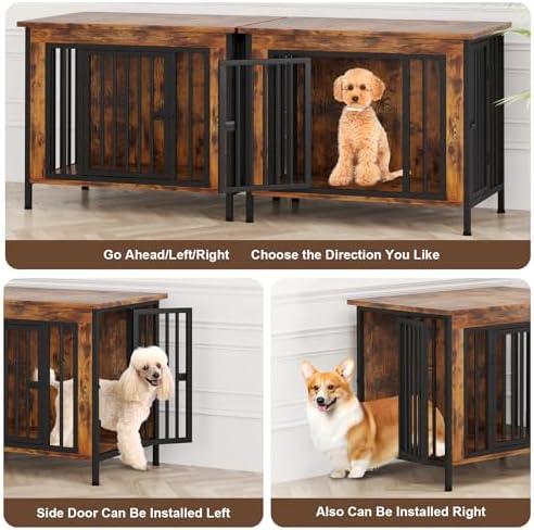EasyCom 31.5" Dog Crate Furniture for 1 or 2 Dogs, 20-35 Pounds, Brown - Image 2