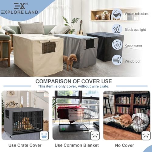 Explore Land Dog Crate Cover, 42 inches, Grey - Image 5