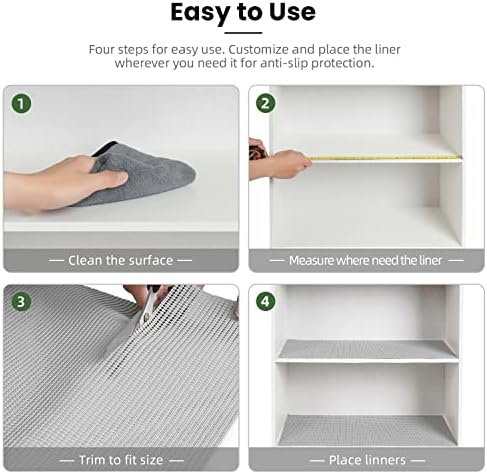 BAGAIL Non-Adhesive Shelf Liner, Thick Strong Grip Drawer Liners for Kitchen Cabinets, Heavy-Duty Easy Cut Cabinet Liners for Shelves, Pantry, Bathroom Cupboards - 17.5" x 20FT, LightGrey - Image 6