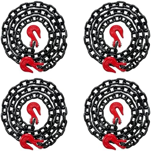 4PK - Falcon Cargo 1/2" X 10' Grade 80 Transport Binder Chain - 12,000 LBS WLL - Clevis Grab Hook, Tie-Down, Towing by Falcon+Cargo