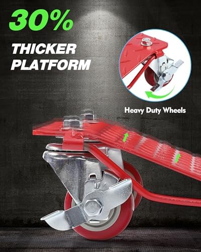 Garvee Car Dolly Set of 4 with 6000 LBS Capacity, Carbon Steel Heavy Duty Car Mover Wheel Dollies with Antiskid Plate & 360 Degree Rotatable Wheel, 16 in *13 in, Red - Image 2