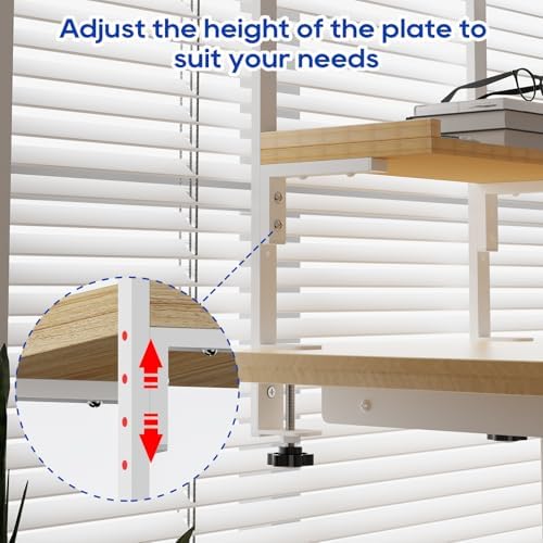 Clamp On Desk Shelf 2-Tier, 12.6 inch Wood Shelving Unit for Office Desk/Gaming Accessories, Tabletop Book Storage Rack, Shelf for Top & Under of Desk, Natural - Image 6