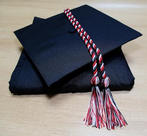 Graduation Honor Cords, 68" Long (Black/White/Red) - Image 2