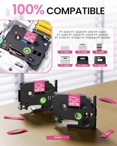 Replacement for Brother P Touch Label Tape White on Berry Pink TZe-MQP35 - Image 2