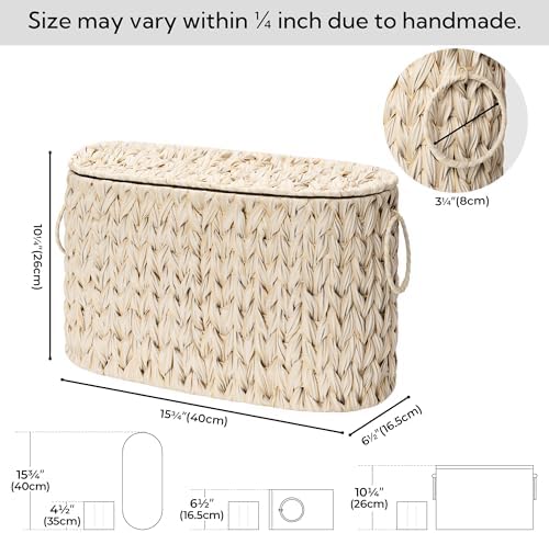 GRANNY SAYS Bathroom Toilet Paper Storage Basket with Lid, Butter Milk - Image 3