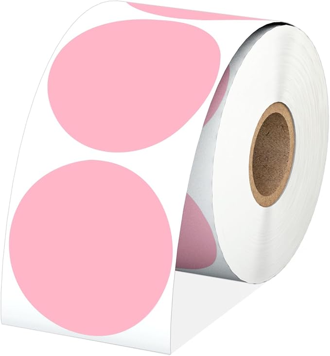 2" Pink Circle Direct Thermal Labels, Self-Adhesive Round Direct Thermal by Anylabel