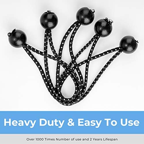 CARTMAN 30-Pack 6-Inch Ball Bungee Cords for Canopies and Tarps, Black - Image 4