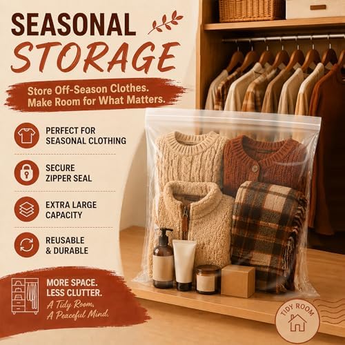 10 Pack 5 Gallon Extra Large Clear Plastic Zipper Bags - Image 7