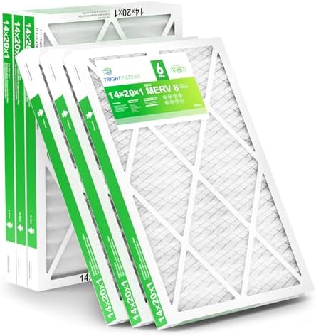 TRIGHTFILTERS 14x20x1 Air Filter 6 Pack, Durable MERV 8 Pleated Home HVAC AC Furnace Filters, Lightweight Compact Air Conditioner Filter Replacement by TRIGHTFILTERS