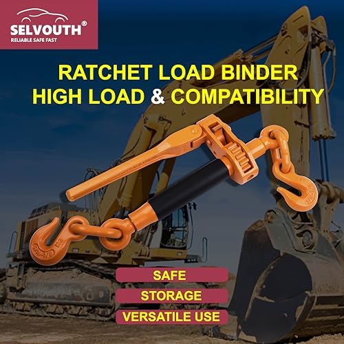 Ratchet Binder Plus Ratchet Chain Binder - 4 Pack Folding Handle Load Binder, 5/16" - 3/8" Grade 70 Chain, 7100 LBS Working Load Limit, Heavy-Duty Ratchet Binder DOT & SAE Compliant - Image 2