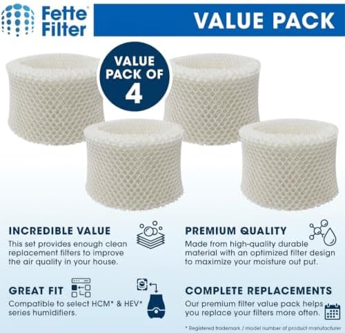 Fette Filter - 4 Pack Premium Humidifier Filters Compatible with Honeywell Humidifier Filter HAC-504, HAC-504AW & Honeywell Filter A & Cool Mist Humidifiers (QTY 4) - Image 2