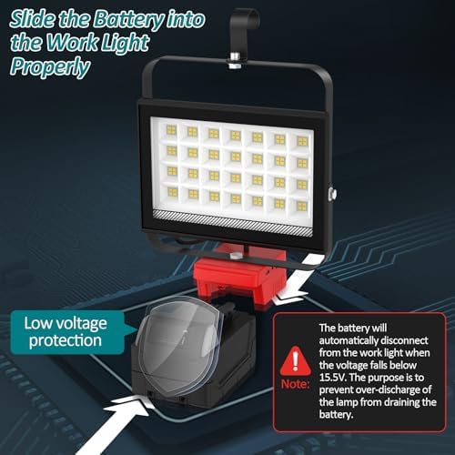 T-SUN 100W LED Work Light Compatible with Milwaukee 18V Battery - Image 7