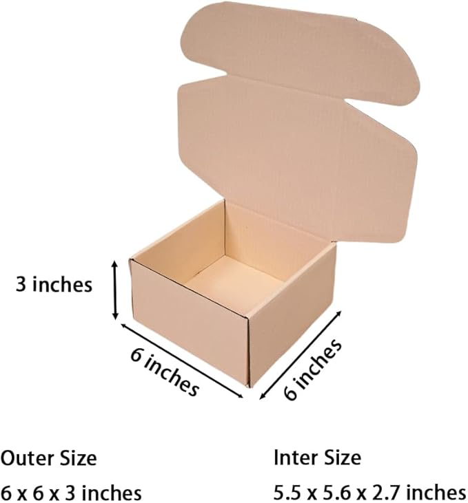 15 Pcs 6 x 6 x 3 inches Corrugated Cardboard Gift Boxes Recyclable Shipping - Image 2