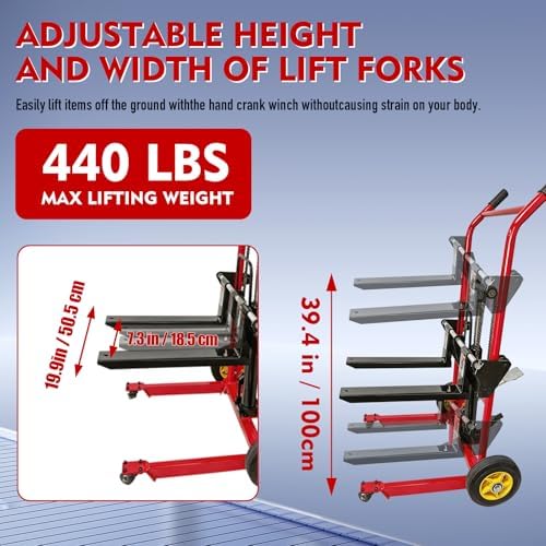 Hydraulic Material Lift Winch Stacker,440 Lbs Pallet Truck Dolly with Swivel Casters,Lift Table, Compact & Portable Hydraulic Winch for Construction,Warehousing,and DIY Projects - Image 2