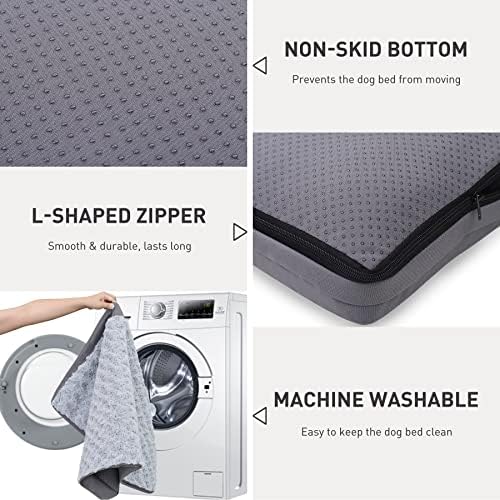 KSIIA Washable Dog Crate Bed Waterproof for Large Dogs,41x27 in,Light Gray - Image 5