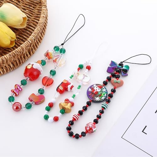 6PCS Beaded Phone Charms Strap Fruit Star Faux Pearl Rainbow Beads Phone Chains Beaded Lanyard for Camera Key Wallet Valentines Day Gifts for Her Women - Image 3