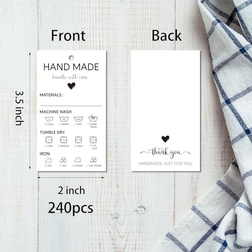 BLSUREFYX Handmade Care Instruction Tag 3.5x2in 240pcs Hand Made Tags - Image 7