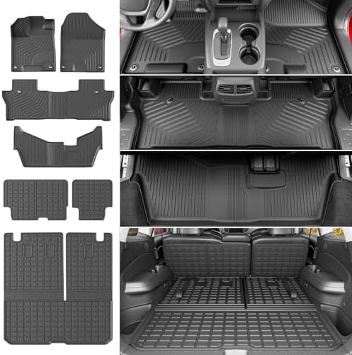 powoq Floor Mats Cargo Mat Compatible with 2016-2022 Honda Pilot 8 Seats by powoq