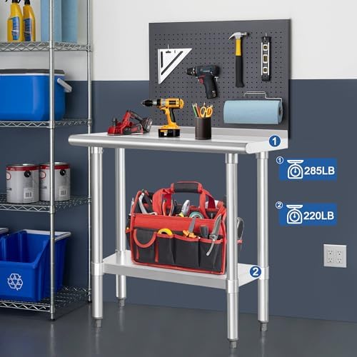 HARDURA Stainless Steel Commercial Work Table 14×36 Inches 2" Backsplash - Image 3