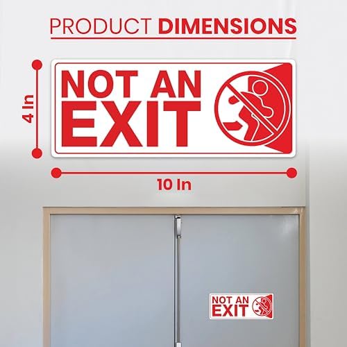6 x Not an Exit Sign Sticker | 10 x 4 Inch Self-adhesive Vinyl This is Not an Exit Sign | UV-resistant, Waterproof Not an Exit Signs for Business - Image 2