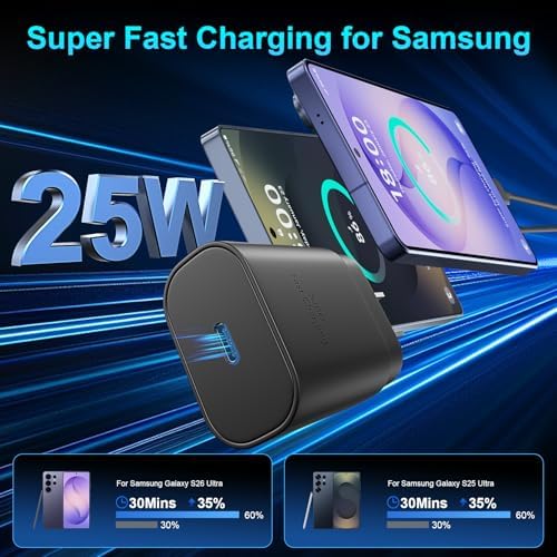 Super Fast Charger Type C, 25W USB C Wall Charger Fast Charging 6.6FT Cable - Image 2