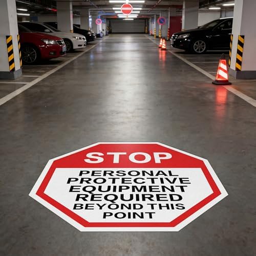 5 Pcs Stop Personal Protective Floor Sticker, 17" x 17" - Image 6