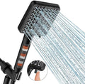 MakeFit Filtered Shower Head Black - 6 Modes High Pressure Handheld Shower Head with Filter Mineral Beads, Detachable Handheld Showerhead Set with Stainless Steel Hose and Shower Arm Bracket by MakeFit