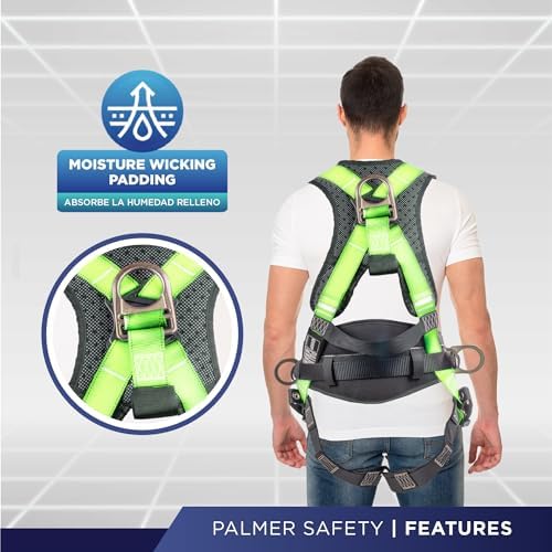 Palmer Safety Hammerhead 5pt Safety Harness Back Padded, QCB Chest, Tongue Buckel Legs Straps, Back & Side D-Rings - Image 4