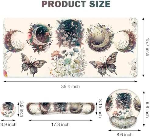 Large Desk Mat, Cute Boho Plants Mouse Pad, Apricot Desk Pad, XXL Mousepad - Image 2