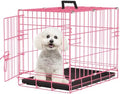FDW | 18" Foldable Metal Dog Crate | Pink | Cage for Small Dogs by FDW