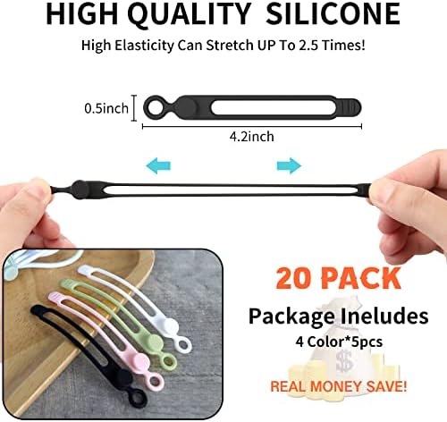 UMUST 20Pcs Silicone Cable Ties, Cable Management Cord Organizer Multicolor - Image 2