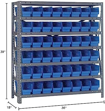 Quantum Storage Systems 1839-103BL Steel Shelving Unit with 4" Shelf Bins, 18" D x 36" W x 39" H, Blue - Image 2