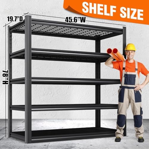 4-Pack Storage Shelves,Adjustable Shelving Unit,5T Metal Garage Shelving ,Heavy Duty Garage Storage Shelves, Quick-Install Wire Shelving Unit Utility Rack Shelf for Warehouse, 78’H*45.6''W*19.7’D - Image 3