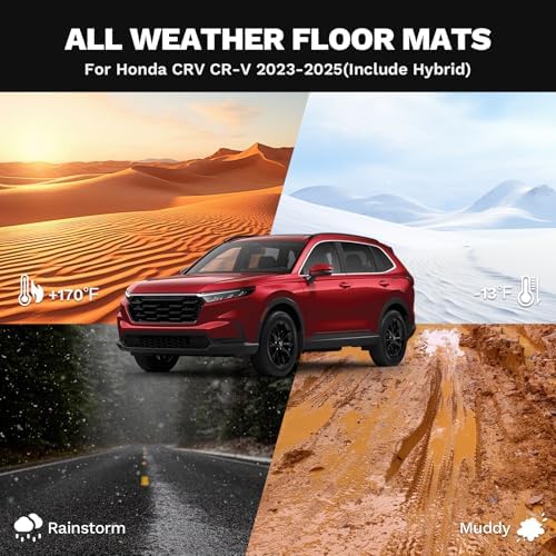 Powerty Floor Mats for Honda CR-V 2023 2024 2025 2026 (Include Hybrid) All Weather 3D TPE Anti-Slip Car Liners for 1st & 2nd Row Accessories - Image 4