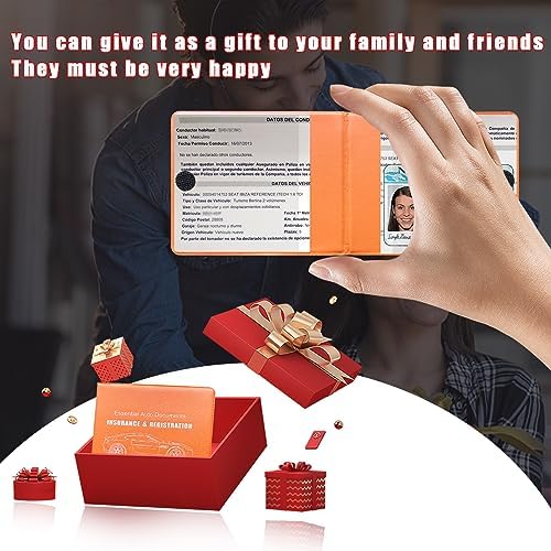 Ziciner Car Registration Insurance Holder, 2Pack Essential Auto Card Document Glove Box Organizer with Touch Fastener, Vehicle Interior Accessories Perfect for Most Car, Truck, SUV (Orange/Back Flag) - Image 5