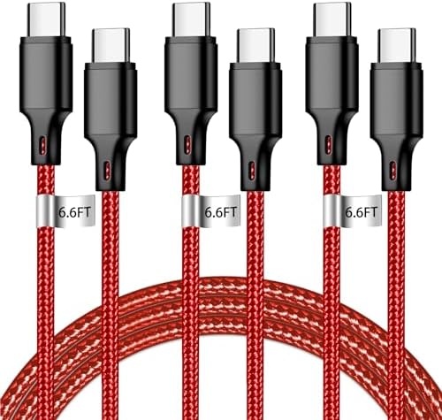 cugunu 60W USB C to USB C Cable, 3 Pack 6ft Type C Fast Charger Cord (Red) by CUGUNU