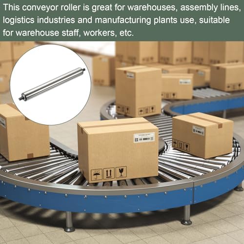 YOKIVE 2 Pcs Conveyor Roller, Stainless Steel Roller Replacement | Smooth Movement, Great for Factories, Warehouses Use(Silver, 1.5 Inch Dia, 16 Inch Length) - Image 3