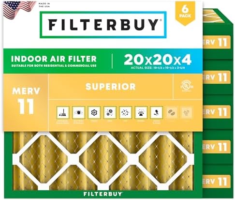 Filterbuy 20x20x4 Air Filter MERV 11 Pet & Allergy Defense (6-Pack) by Filterbuy