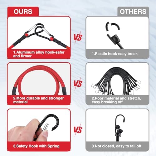 WORKPRO 24" Bungee Cords with Hooks, 4 Pack Heavy Duty Outdoor Bungee Strap - Image 3
