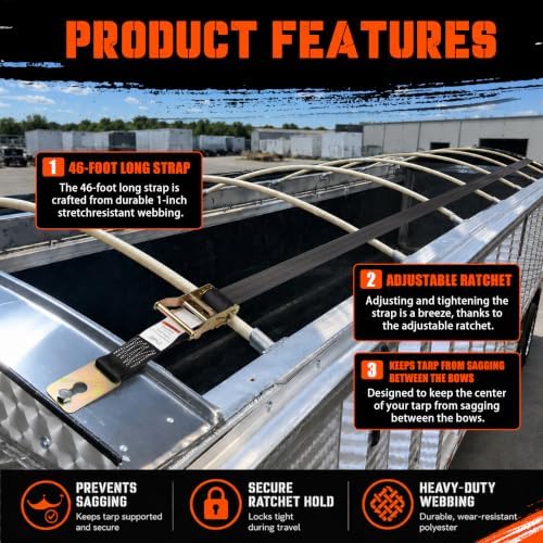 2" x 46' Center Ridge Strap Fits with Trailers & Rolling Tarp Systems - Image 2