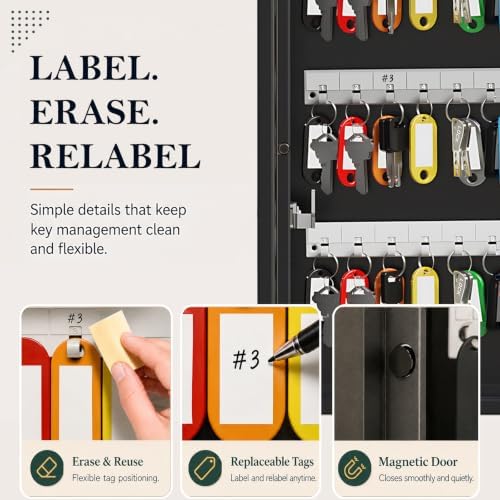 60 Key Lock Box Smart Key Organier Cabinet with Keypad & App for Office - Image 4