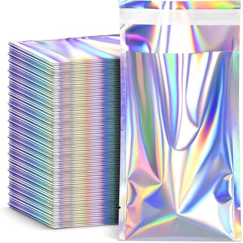 FUNFERY 5.5x7.9 in Holographic Mylar Poly Mailers Self Sealing Adhesive Bag by FUNFERY
