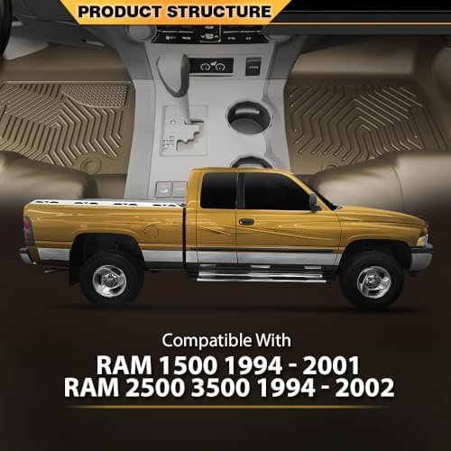 G-PLUS TPE Floor Mats Fit Dodge Ram 1500 1994-2001/Ram 2500 3500 1994-2002 - Image 6