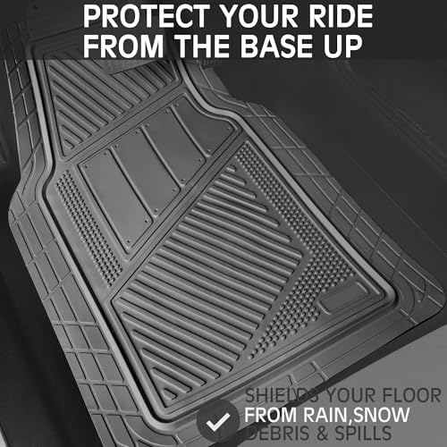 CAR PASS Heavy Duty Rubber Floor Mats Gray Car Mats Full Set with Trunk Cargo Liner - Universal Waterproof Floor Mats for Car SUV Truck, Durable All Weather Automotive Liner Mats (All Gray) - Image 3