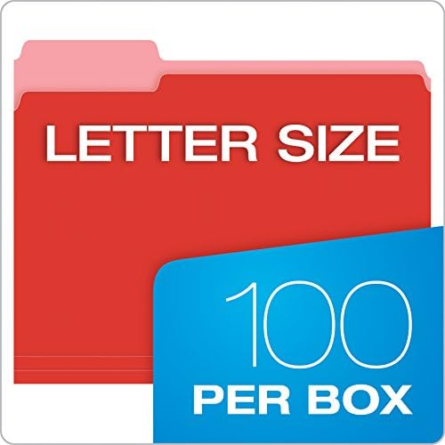Pendaflex Two-Tone Color File Folders, Letter Size, Red, 1/3 Cut, 100 per Box (152 1/3 RED)(Pack of 5) - Image 5