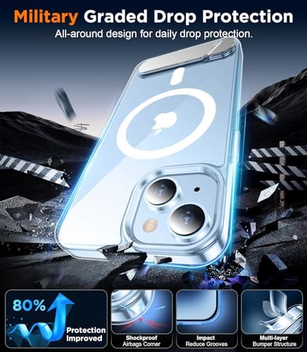 Temdan Magnetic Compatible with iPhone 14 Case/iPhone 13 Case,[Built-in Invisible Kickstand][Compatible with MagSafe] [Military Grade Shockproof] Slim Thin Phone Case for iPhone 14/13 6.1" - Image 4